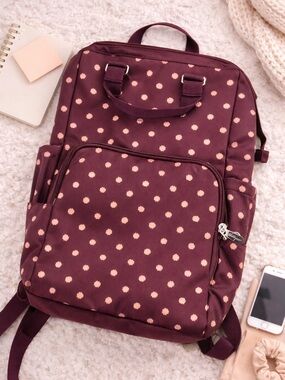 Thirty-One Plum Polka Dot Backpack | Multi-Pocket Organizer Bag